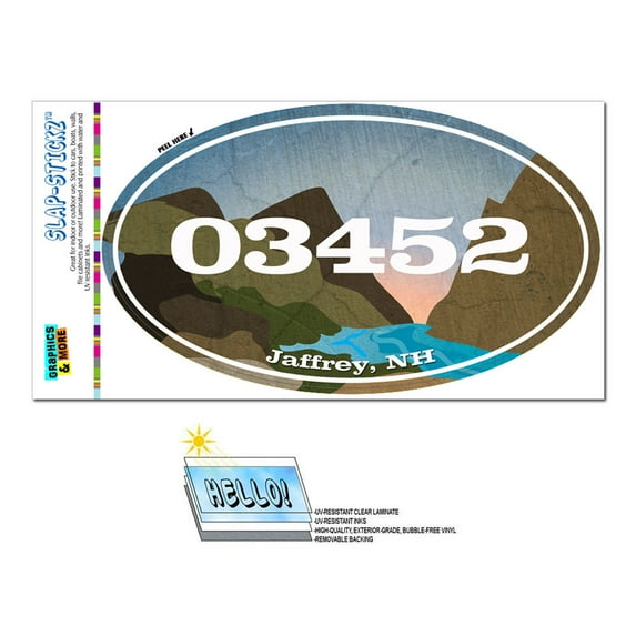 03452 Jaffrey, NH - River Rocks - Oval Zip Code Sticker