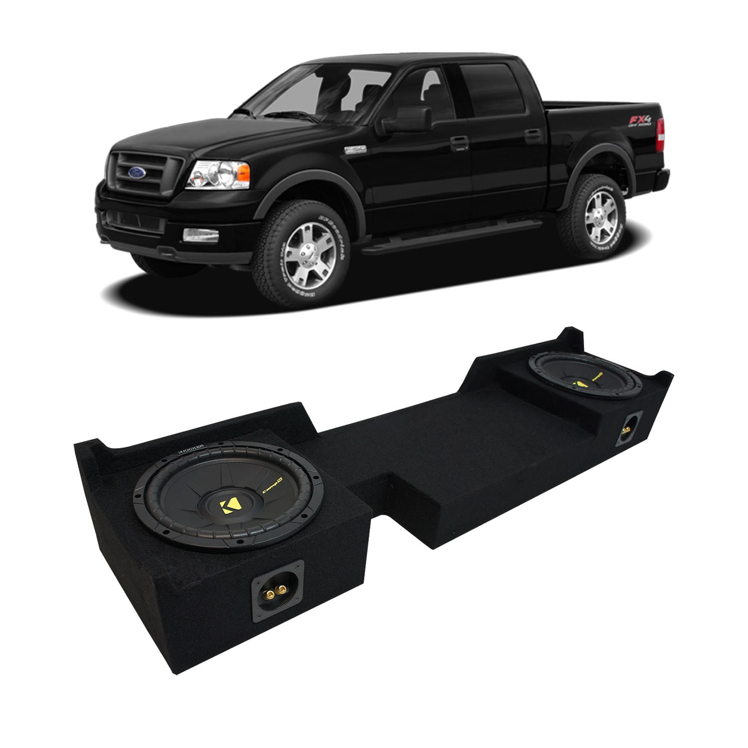 04 08 Ford F 150 Super Crew Truck Kicker CompC CWCS10 Dual 10 Sub Box Final