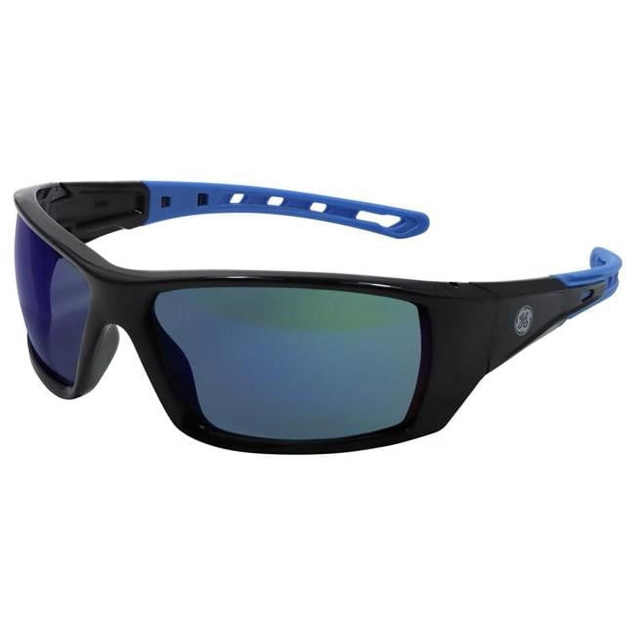 04 Series Anti-Fog Impact-Resistant Safety Glasses - Blue Mirror Lens Black & Blue Fram