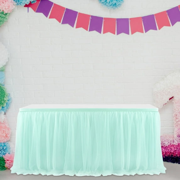 04 Tulle Table Skirt High-Grade Phnom Penh Gauze Birthday Wedding Party Decoration - Home Textile Storage, Nylon One Size