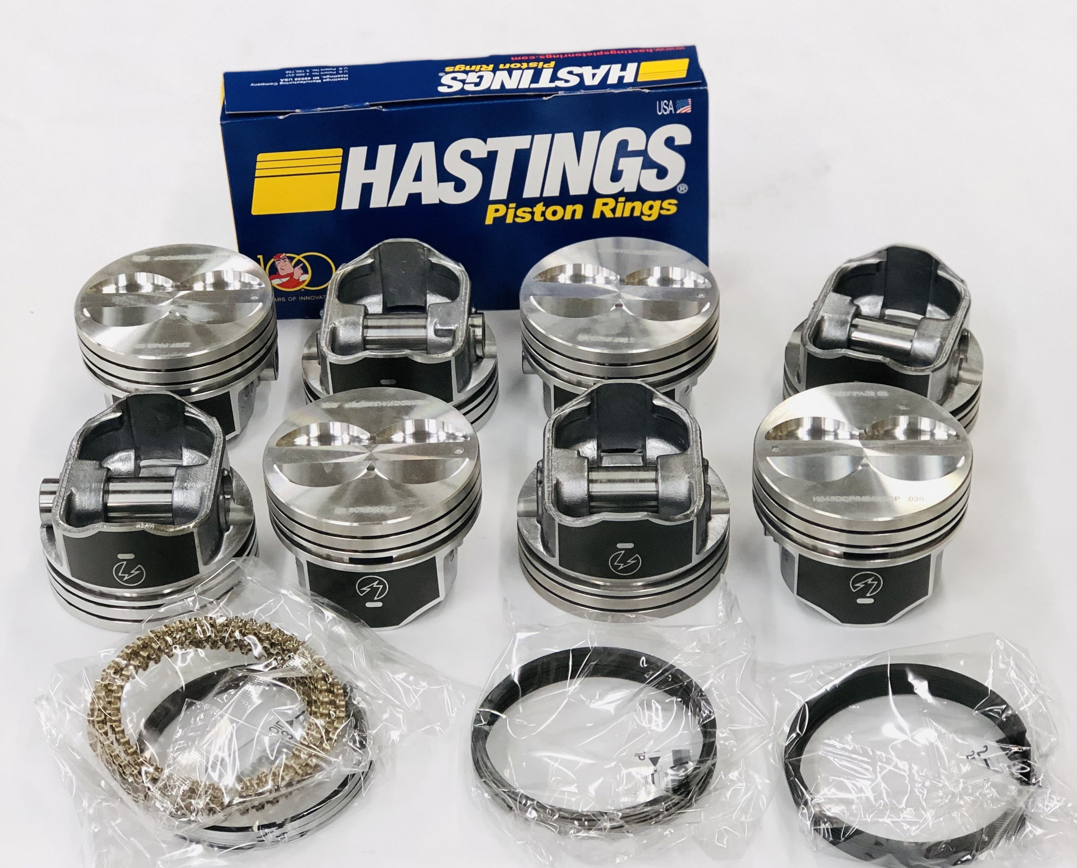 +.040" over size Flat Top Pistons and Moly Rings compatible with SBC 350 SB 5.7L 5.7 H345DCP