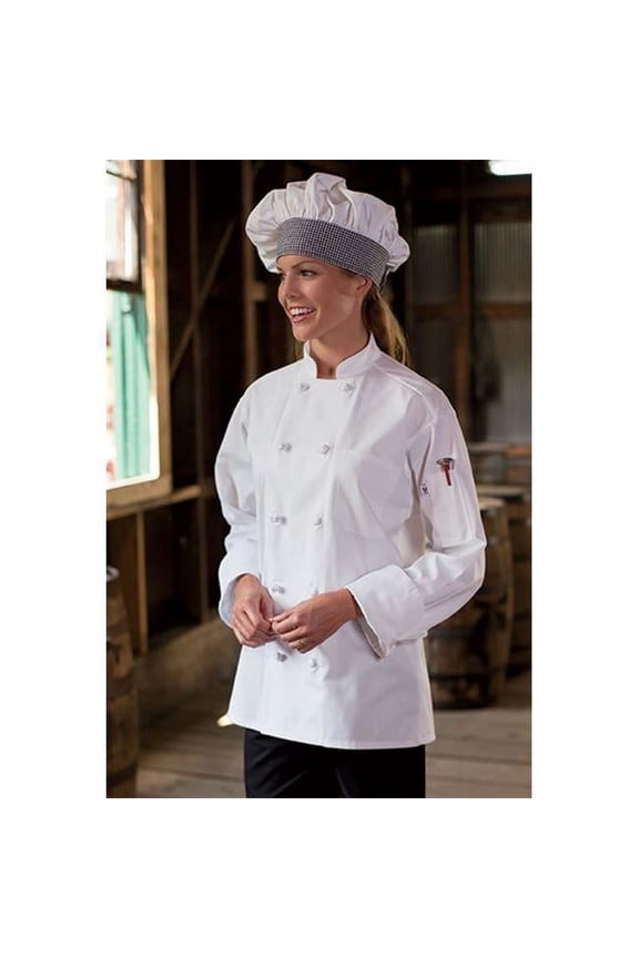 0403C-2506 Classic 10 Knot Cotton Chef Coat in White - 2XLarge