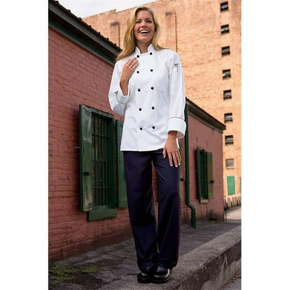 0408-2505 Barcelona Knot Piping Coat in White/Black - Xlarge