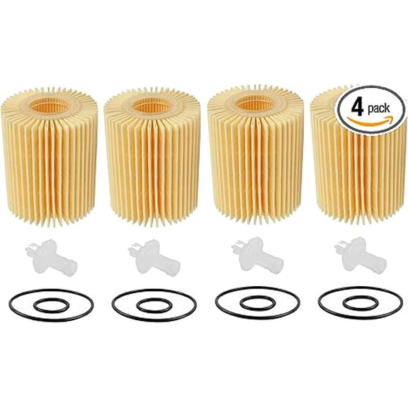 04152-YZZA3 04152YZZA3 Oil Filter With Oil Drain Gasket Compatible withLexus and Toyota GS300 GS350 GS450h GX460 IS250 IS350, Pack of 4