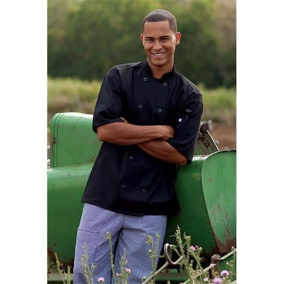 0429-0108 Montego Chef Coat Short Sleeve with Mesh in Black - 4XLarge