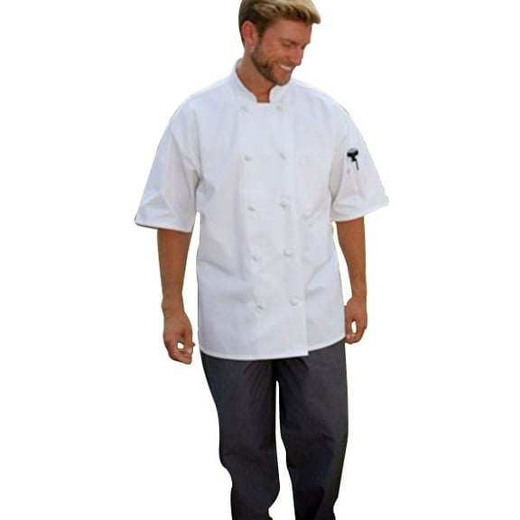 0430-2505 Extra Large Antigua Chef Coat Short Sleeve With Mesh in White