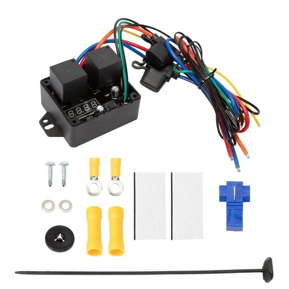 0444 Digital Radiator Fans Controller Swith kit 12V & 24V,Adjustable Temperature Range Digital Electric Thermatic Fan Switch Kit