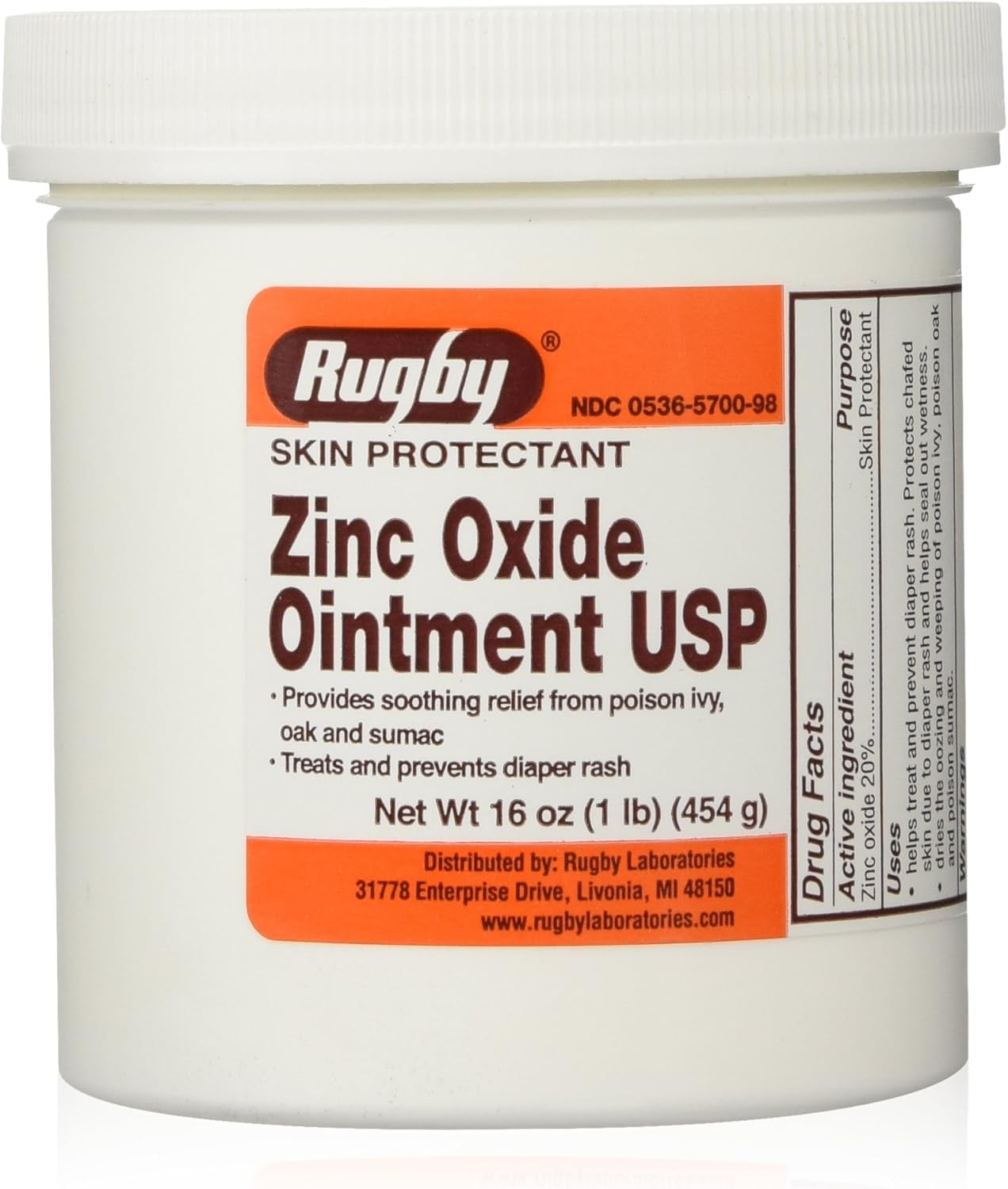 045RGRX RUGBY ZINC OXIDE 20% OINT ZINC OXIDE-20% White 454GM UPC 305365700986 (PACK of 2)
