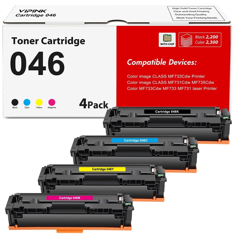 046 046H MF733Cdw Toner Cartridge 046H 046 CRG-046 Color ImageCLASS MF733Cdw MF731Cdw MF735Cdw LBP654Cdw MF733 Printer Ink (Black Cyan Yellow Magenta 4-Pack)