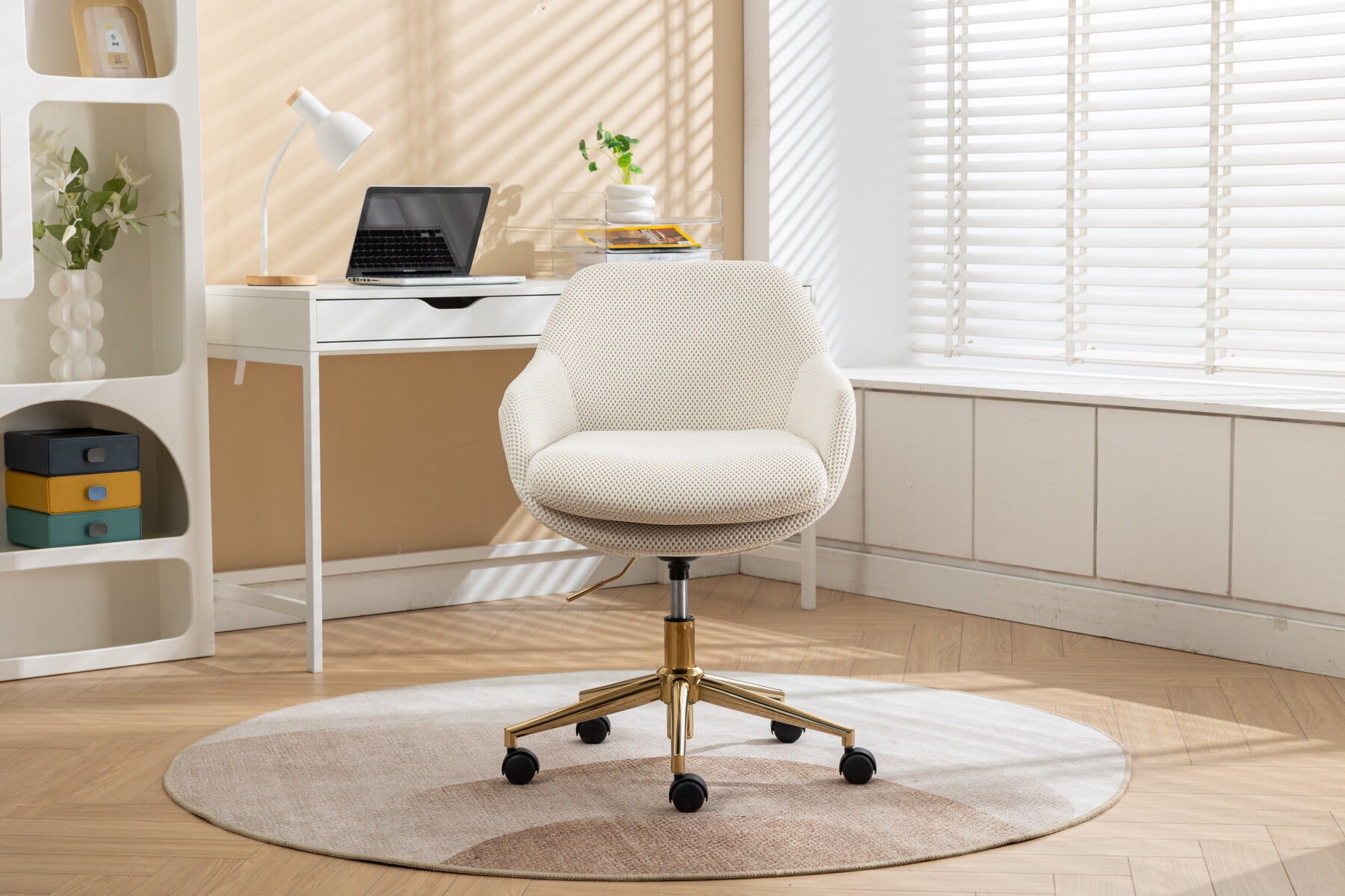 Solid Base Computer Chair 046-Office Chair with Wheel, 360°Swivel Chair with Adjustable Height ...