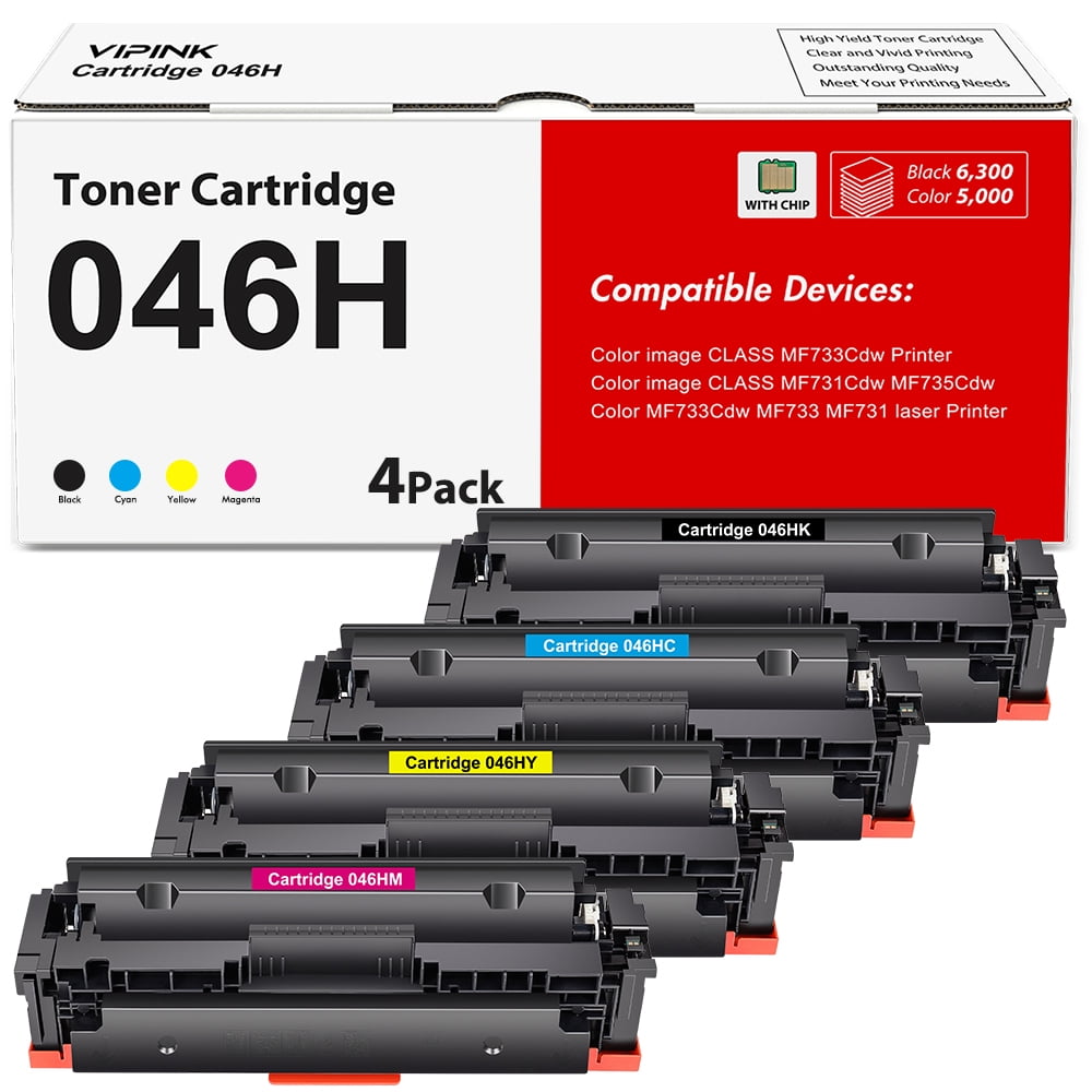 046H 046 MF733Cdw Toner Cartridge Replacement for Canon 046H 046 CRG-046H Toner Cartridge for Color imageCLASS MF733Cdw MF731Cdw MF735Cdw LBP654Cdw Printer Ink (Black Cyan Magenta Yellow, 4 Pack)