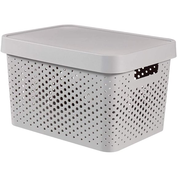 04742-099-00 Infinity Points Plastic Storage Box with Lid, Light Grey, 36.3 x 27 x 22 cm, 17 L