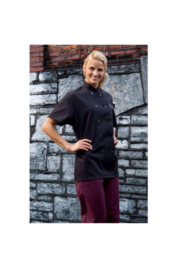 0478-0102 Small Tahoe Ladies Short Sleeve Chef Coat in Black