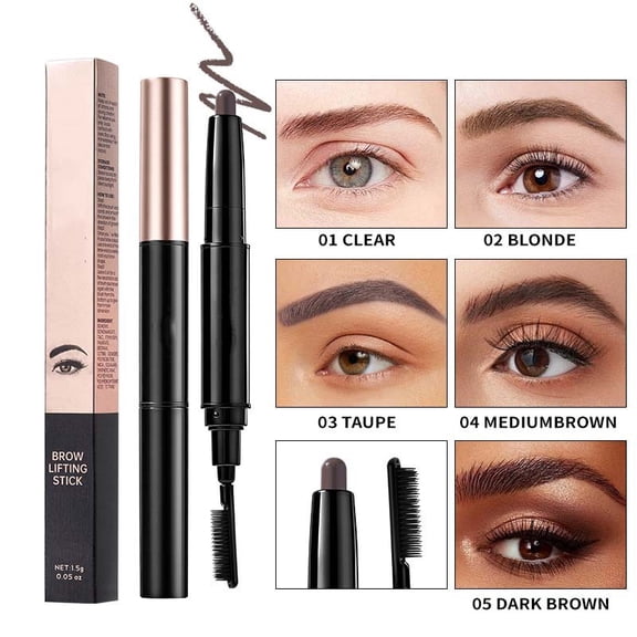 #05 Dark Brown Dual-Ended Brow Pencil & Spoolie Brush, Long-Lasting Natural Brow Definition Formula, Ideal for Daily Brow Grooming & Makeup Touch-Ups
