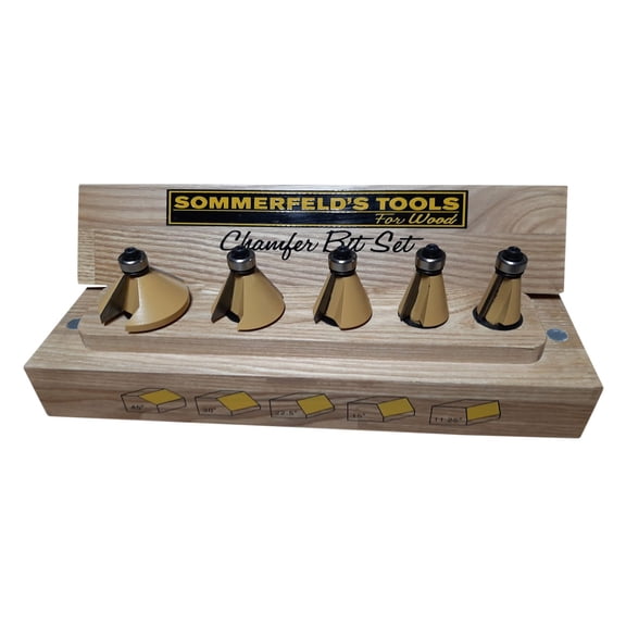 05001 Sommerfeld's 5 Piece Woodworking Bevel and Chamfer Set 1/2-Inch Shank