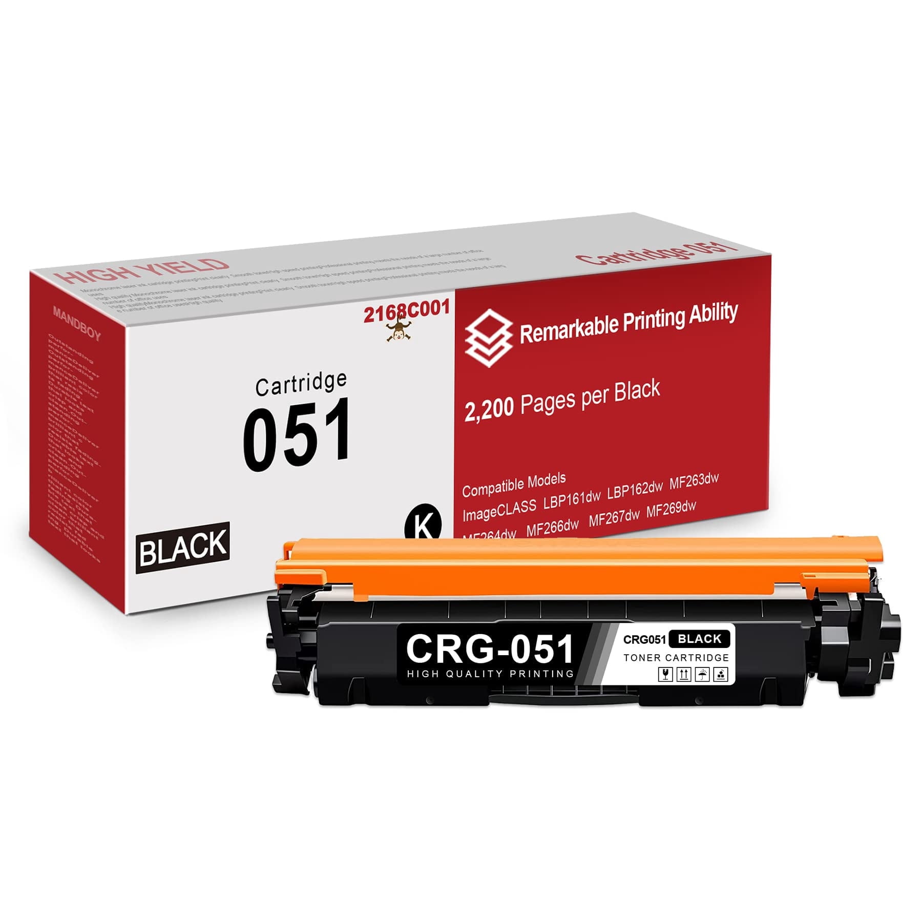Canon 051 High Yield Black Toner Cartridge Replacement for MF264dw