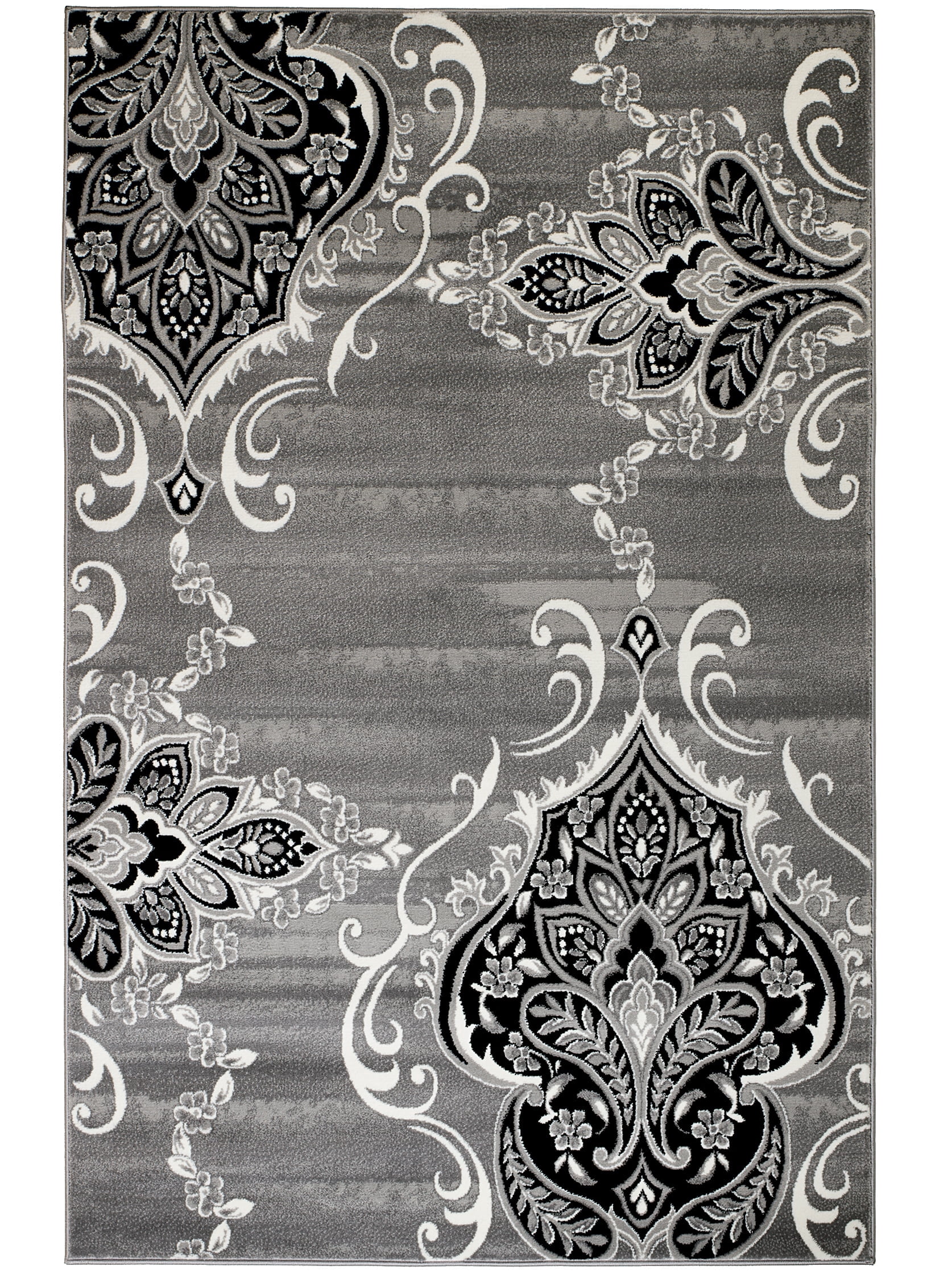 #052 SUM; Gray Damask Area Rug RUG AND DECOR INC. - Walmart.com