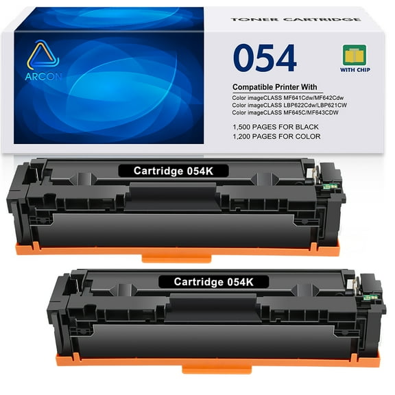054 054H 2-Pack Compatible Toner for Canon Cartridge 054 Color ImageCLASS MF644Cdw MF642Cdw MF641Cw LBP622Cdw MF640C Black