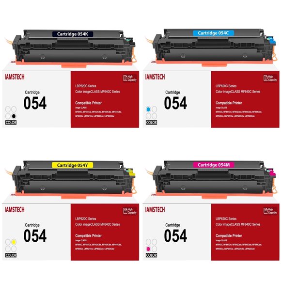 054 054H Toner Cartridge Compatible for Canon 054 Toner CRG-054 054H Color ImageCLASS MF644Cdw MF642Cdw MF641Cw LBP622Cdw MF640C Toner Printer Ink (Black Cyan Magenta Yellow, 4-Pack)