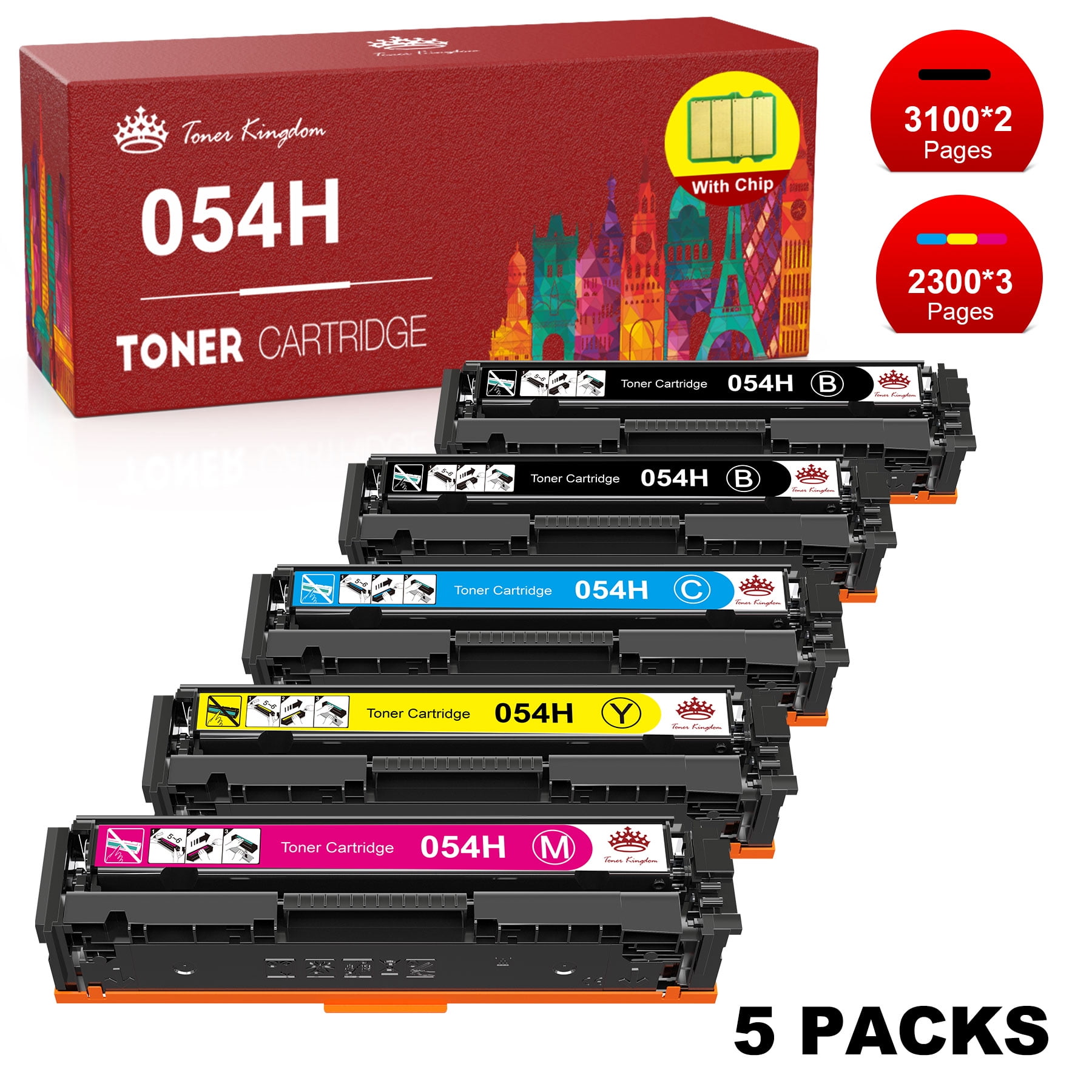 054 054H CRG-054 Toner Cartridge Replacement for Canon Color Image Class MF644Cdw MF641Cw LBP622Cdw MF642Cdw MF640C MF643Cdw Toner Printer(Black, Yellow, Cyan, Magenta, 4Pack) - Walmart.com