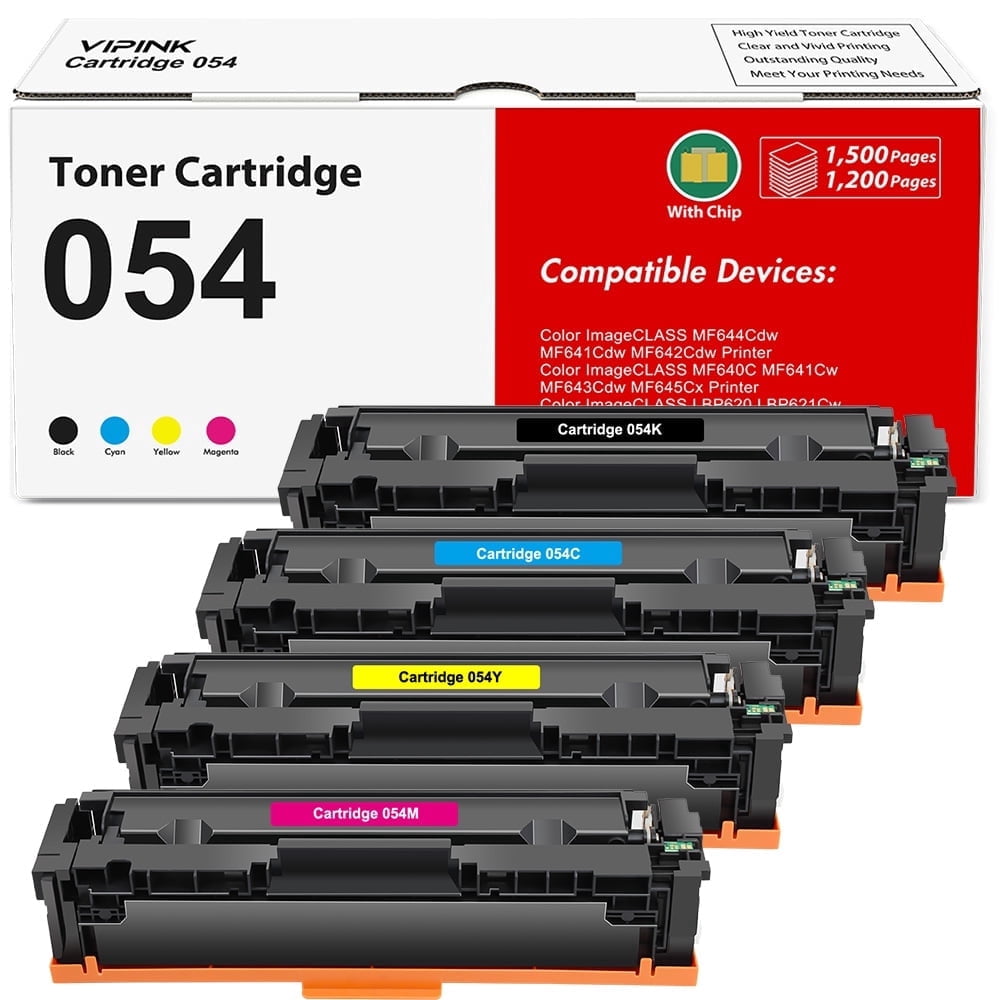 Vipink Compatible for Canon 054 054H CRG-054 CRG-054H Toner Cartridge Color ImageClass MF644Cdw MF641Cw MF642Cdw LBP622CDW Printer Ink (Black Cyan Magenta Yellow, 4-Pack)