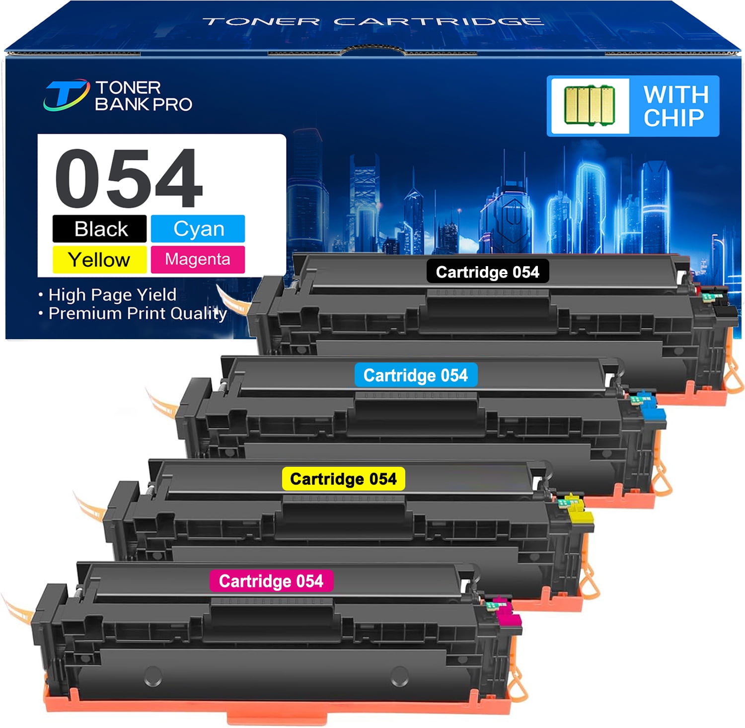 054 Toner Cartridge Compatible for Canon 054 054H CRG-054 CRG-054H Color ImageClass MF644Cdw MF641Cw MF642Cdw LBP622CDW Printer Ink (Black Cyan Magenta Yellow, 4-Pack)