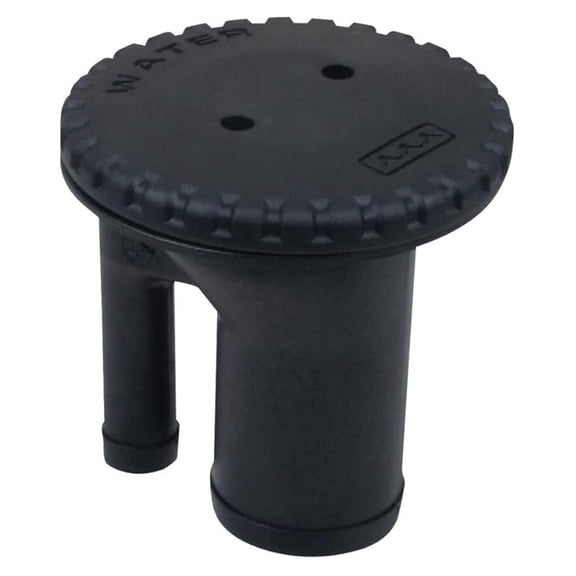 0543DPGBLK Polymer Vented Fill with Straight Neck for 1-1/2" Hose - Gas-Marked Black Polymer
