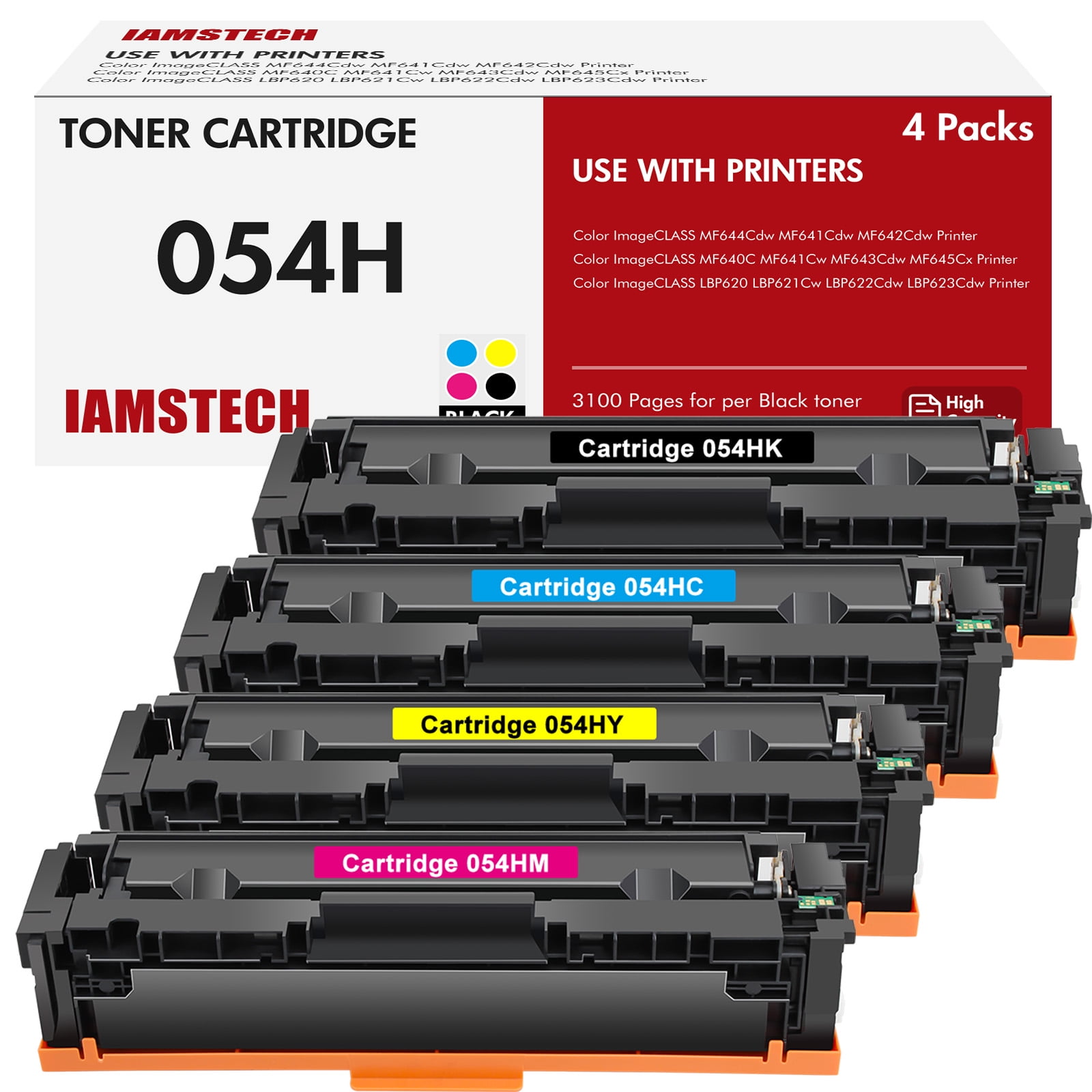 Canon Toner Cartridge 053H 4本 4PK Compatible With Canon imageCLASS 045 046 054 H Color