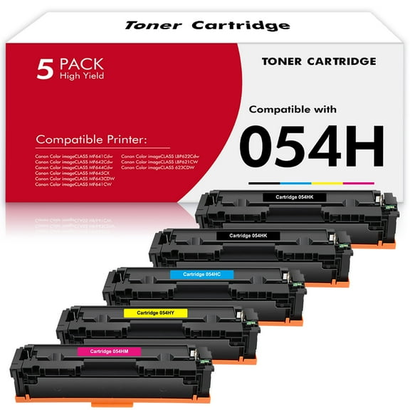 054H 054 Toner Cartridge Compatible for Canon 054 054H CRG054H Toner Ink Color imageCLASS MF641Cdw MF642Cdw MF644Cdw LBP622Cdw MF643CDW Printer(Black,Cyan,Yellow,Megenta,5-Pack )