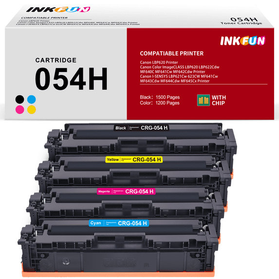 054H 054 Toner Cartridges for Canon 054 Toner for 054H 054 CRG-054 CRG-054H Canon Toner for Color ImageCLASS MF644Cdw MF641Cw MF642Cdw LBP622Cdw MF640C (Black Cyan Magenta Yellow, 4 Pack)