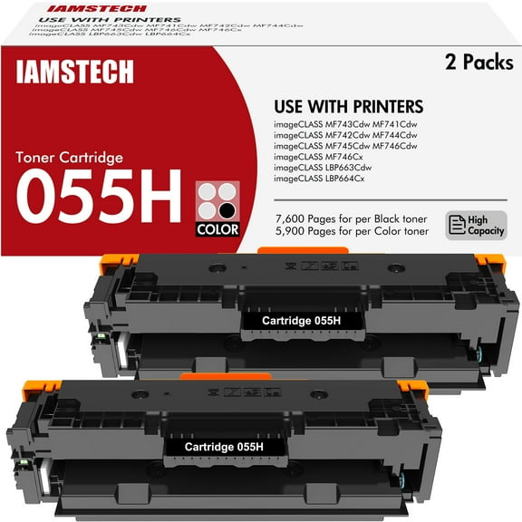 055 055H Toner Cartridge Compatible for Canon 055H CRG-055H CRG 055 for Canon imageCLASS MF743Cdw MF742Cdw MF741CDW MF744Cdw MF746Cx MF745CDW MF746Cdw LBP663CDW Printer (Black, 2-Pack)