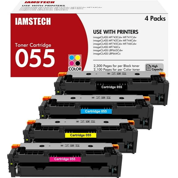 055 055H Toner Cartridge Compatible for Canon Cartridge 055 CRG055 CRG-055 imageCLASS MF741CDW MF743Cdw imageCLASS LBP664CX (Black, Cyan, Magenta, Yellow, 4-Pack)
