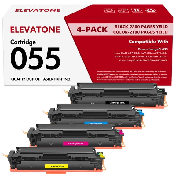 055 055H Toner Cartridge Compatible for Canon Cartridge 055 CRG055 CRG-055 imageCLASS MF741CDW MF743Cdw imageCLASS LBP664CX (Black, Cyan, Magenta, Yellow, 4-Pack)