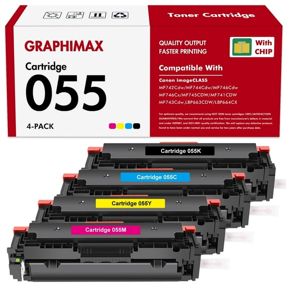 055 055H Toner Cartridge Compatible for Canon Cartridge 055 CRG055 CRG-055 imageCLASS MF741CDW MF743Cdw imageCLASS LBP664CX (Black, Cyan, Magenta, Yellow, 4-Pack)