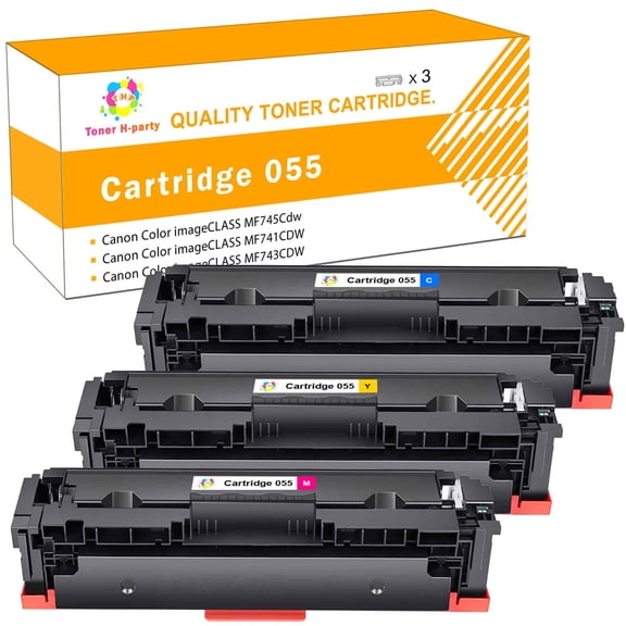 055 Toner Cartridge with Chip Compatible for Canon 055 CRG-055 Color imageCLASS MF741Cdw MF743Cdw MF745Cdw MF746Cdw LBP664Cdw (Cyan, Magenta, Yellow, 3 Pack)