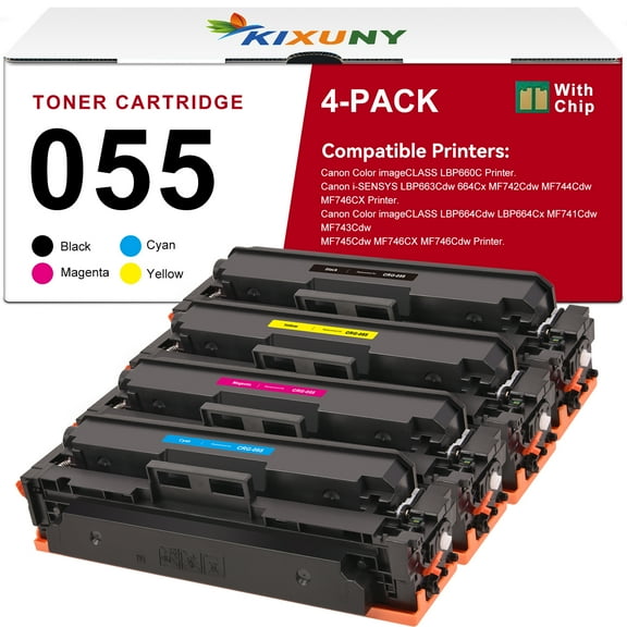 055 055H Toner Cartridge Replacement Compatible for Canon Cartridge 055 055H Color ImageCLASS MF743Cdw MF741Cdw MF745Cdw MF746Cdw LBP664Cdw Laser Printer(Black Cyan Magenta Yellow 4-Pack)