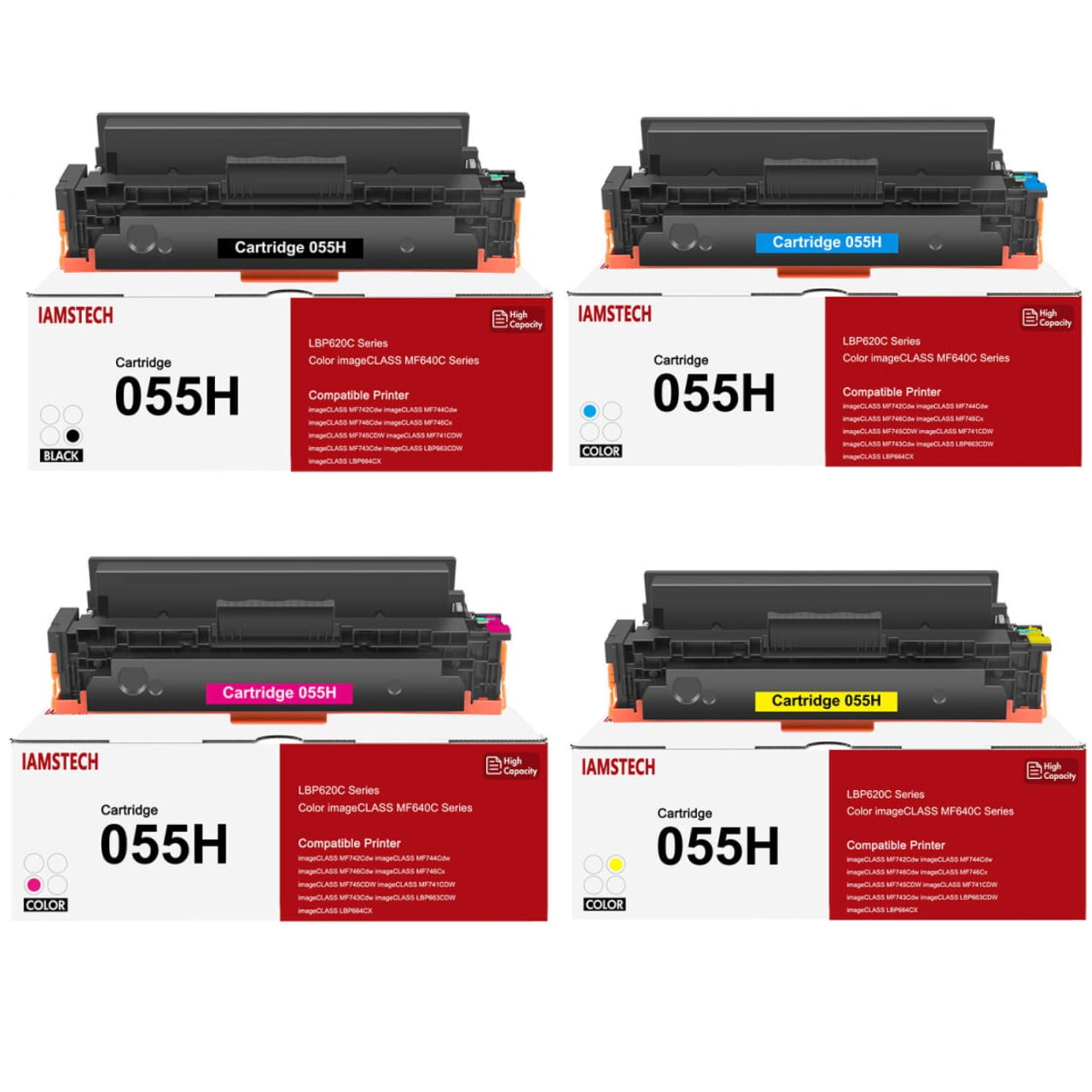 Canon Compatible 055H Toner Cartridge, High Yield, 4-Pack (Black