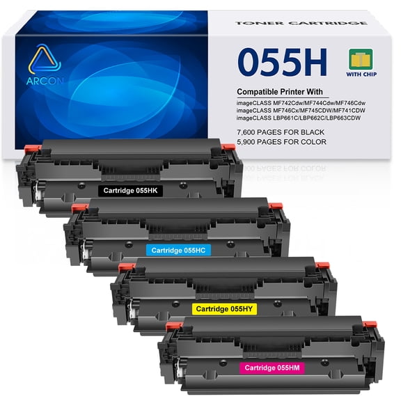 055H 055 Toner Cartridge High Yield Compatible for Canon 055H CRG-055H CRG055 for Canon imageCLASS MF743Cdw MF741CDW LBP663CDW LBP664CX (Black Cyan Magenta Yellow, 4-Pack)