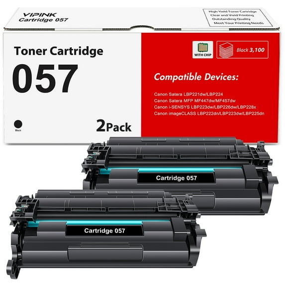 057 057H 2-Pack Compatible Toner Cartridge for Canon 057 CRG057 with Chip image CLASS LBP226dw LBP227dw image CLASS MF445 MF448dw Printer ink (Black)