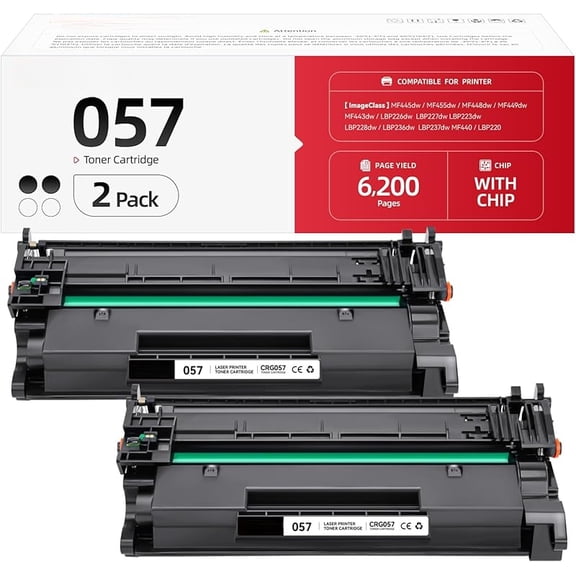 057 Black Toner Cartridge 2-Pack with chip High Yield Replacement for Canon 057 CRG-057 057H Compatible with Canon ImageCLASS MF445dw MF448dw LBP226dw LBP227dw LBP228dw MF449dw MF445