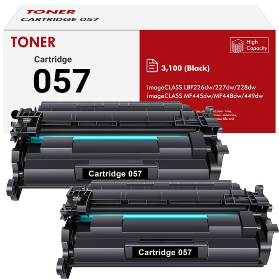 057 Toner Cartridge Compatible for Canon 057 057H Toner Cartridge High Yield for ImageCLASS MF445dw LBP226dw MF448dw LBP227dw LBP228dw MF449dw MF445 Laser Printer Ink 2-Pack