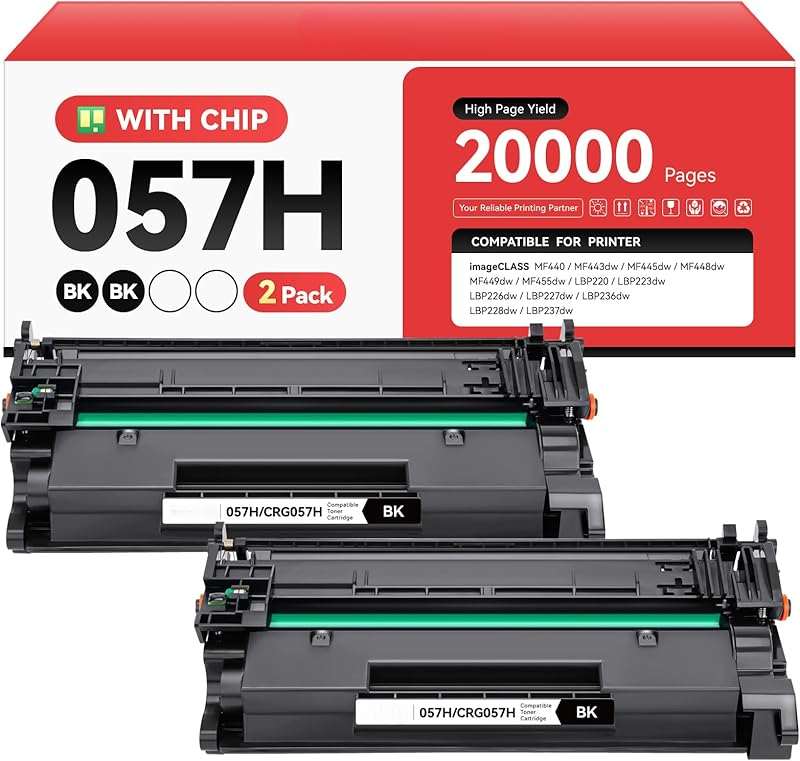 057H 057 Toner Cartridge Black 2-Pack with chip High Yield Replacement ...