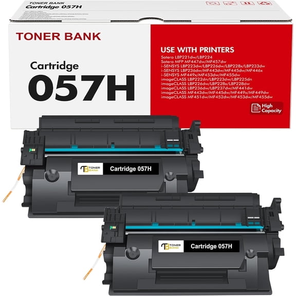 057H Black High Yield Toner Cartridge Replacement for Canon 057H 057 CRG-057H MF445dw MF455dw Toner for ImageCLASS MF448dw LBP226dw LBP227dw MF449dw MF445 LBP220 LBP230 MF440 MF450 Printer 2-Pack
