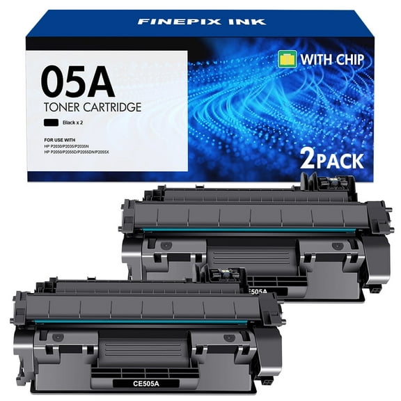 05A Black Toner Cartridge Compatible for HP 05A CE505A 05X CE505X Laserjet Pro P2035N P2030 P2035 P2055D P2050 P2055DN P2055X Printer Ink 2-Pack