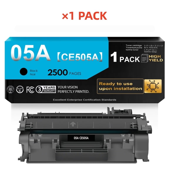 05A Toner Cartridge High Yield Compatible Black (with Chip) for CE505A for P2035 P2035N 2035N P2055DN 2055DN P2030 P2050 P2055X P2055D Printer (1 Pack)