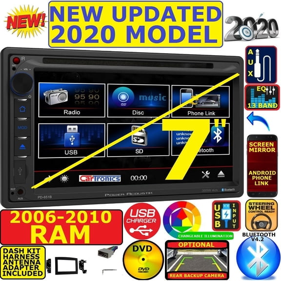 06 07 08 09 10 RAM 6.1" TOUCHSCREEN BLUETOOTH DVD SD DOUBLE DIN CAR STEREO RADIO