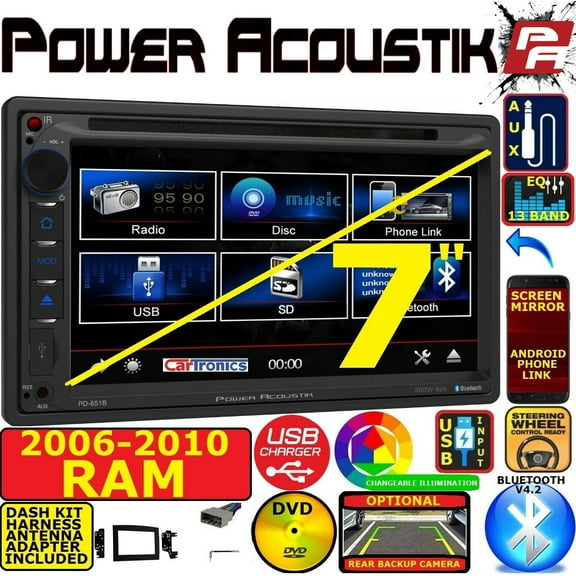 06 07 08 09 10 RAM BLUETOOTH CD DVD USB AUX CAR RADIO STEREO OPTIONAL SIRIUSXM