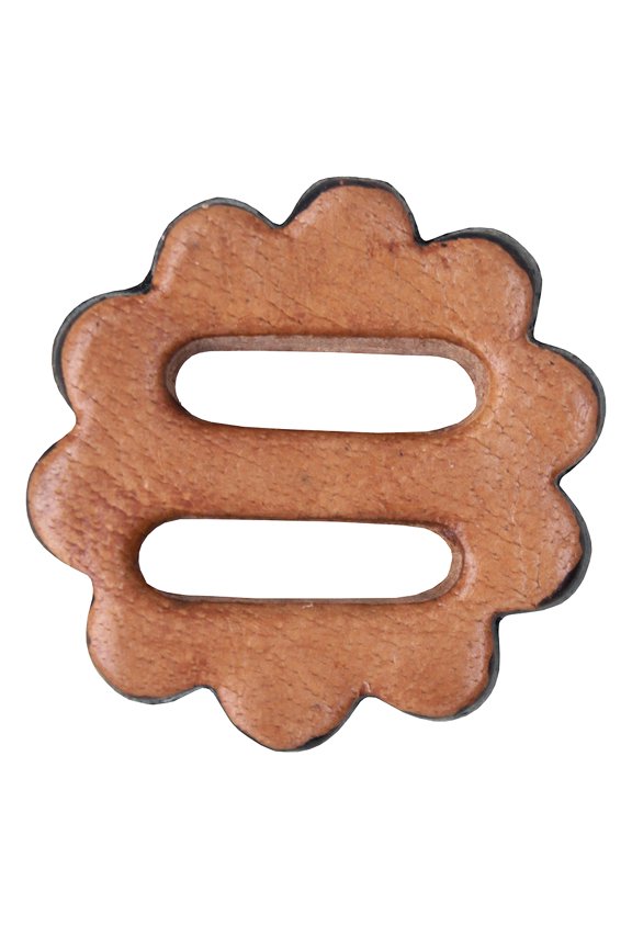 06 Pack Hilason Slotted Scalloped Leather Rosette Concho Saddle Tack Tan 1-1/4"