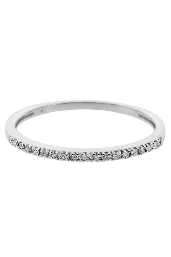 .06 cttw White Diamond 14K White Gold Wedding Band Ring Size 7