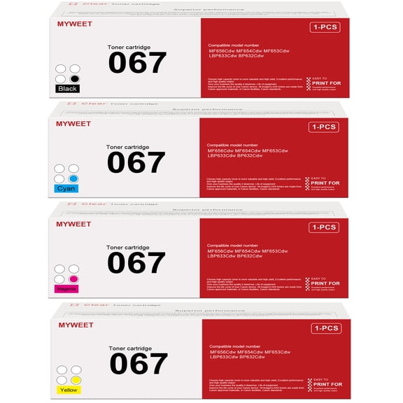 067 High Yield Toner Cartridge (Black Cyan Magenta Yellow, 4 Pack), Replacement for Canon 067 067H Cartridge MF656Cdw MF654Cdw MF653Cdw LBP632Cdw Printer